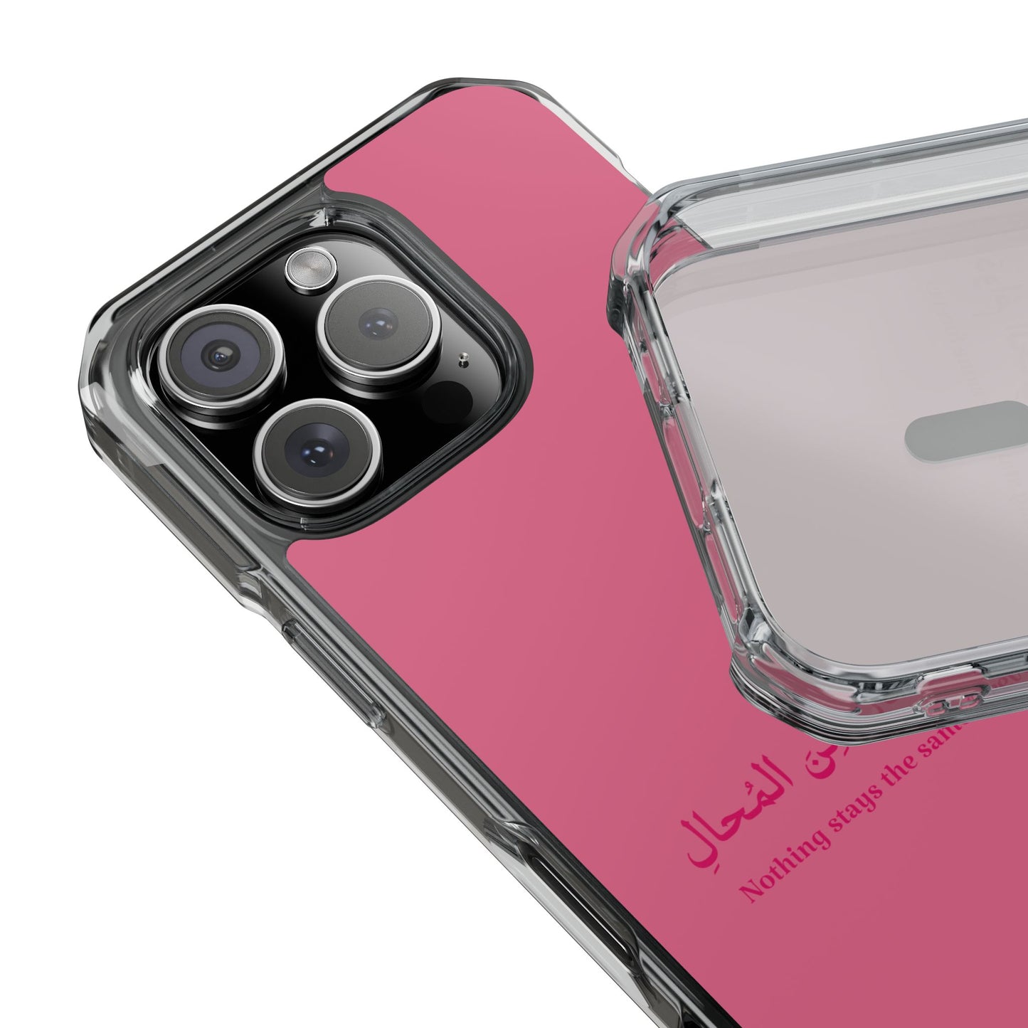Pink  Clear Magnetic Impact Case — "Nothing stays the same forever"