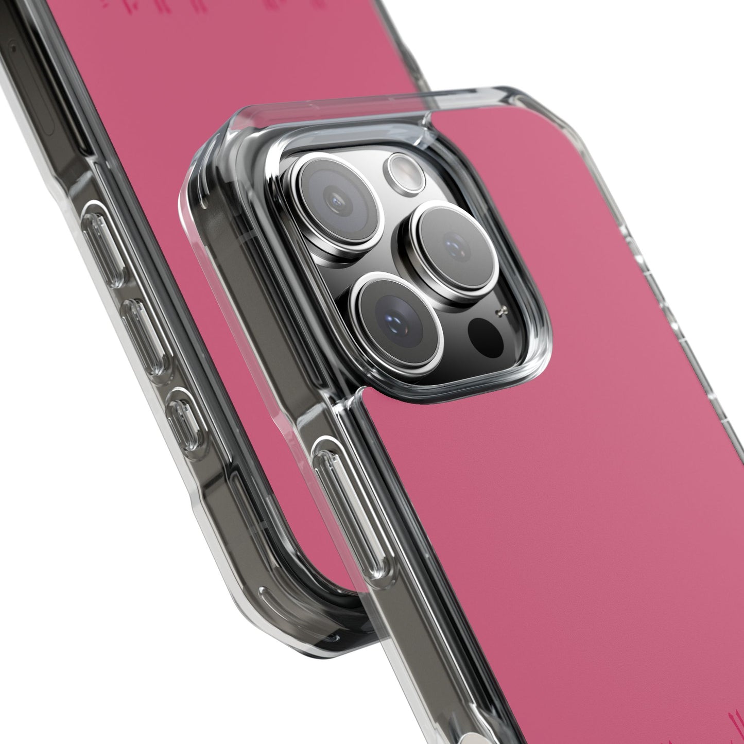 Pink  Clear Magnetic Impact Case — "Nothing stays the same forever"