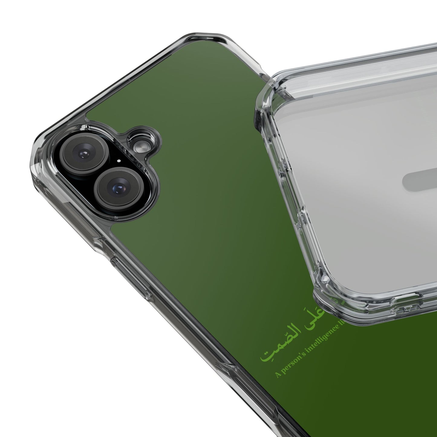 Green Clear Magnetic Impact Case — "A person's intelligence lies in their ability to remain silent"
