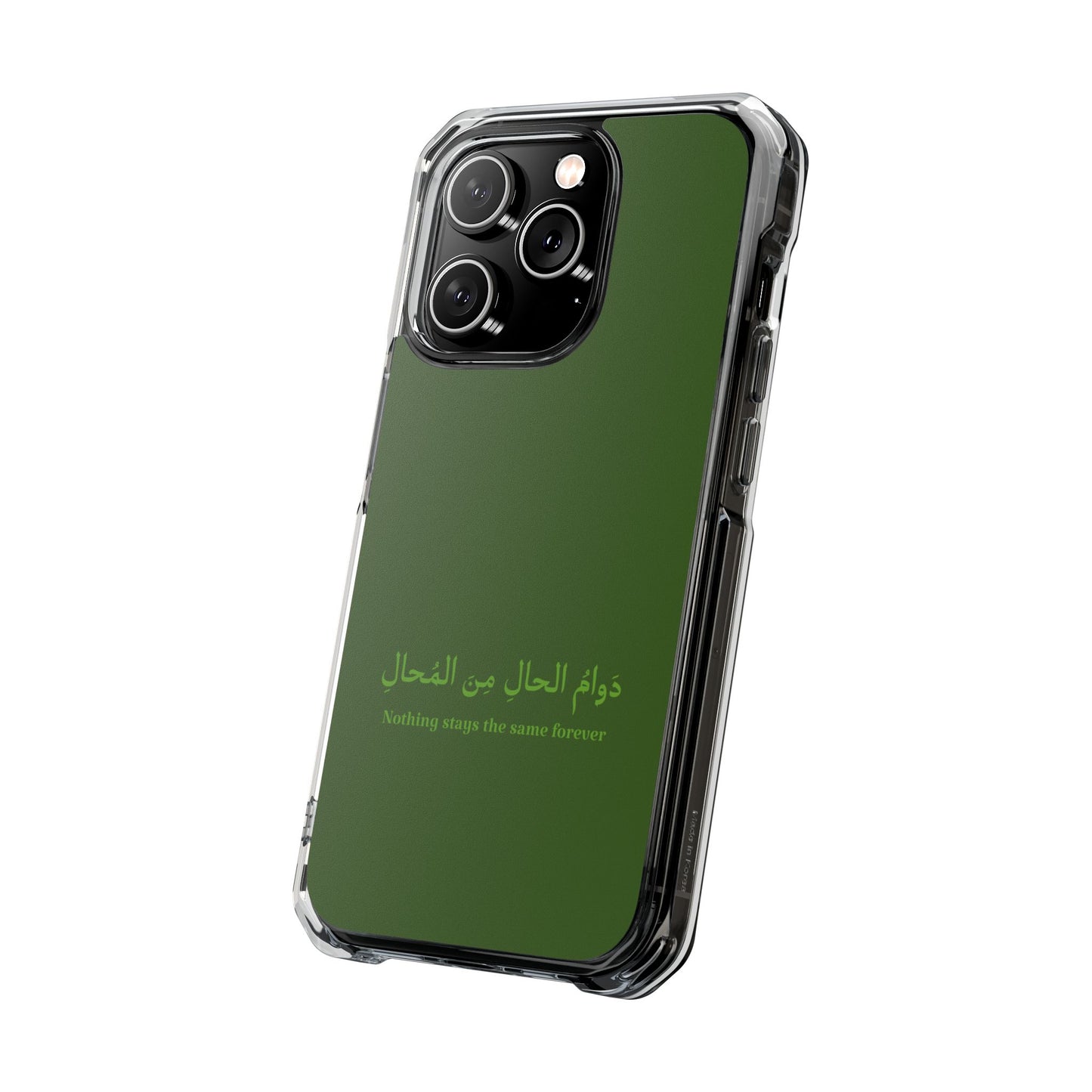 Green  Clear Magnetic Impact Case — "Nothing stays the same forever"