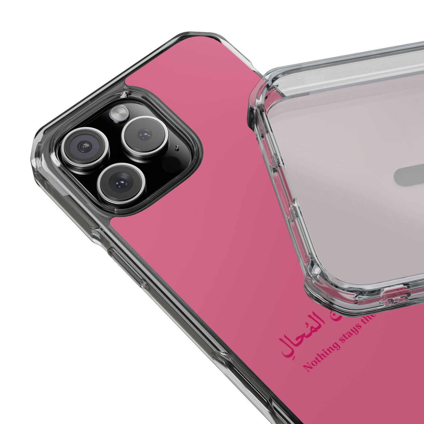 Pink  Clear Magnetic Impact Case — "Nothing stays the same forever"
