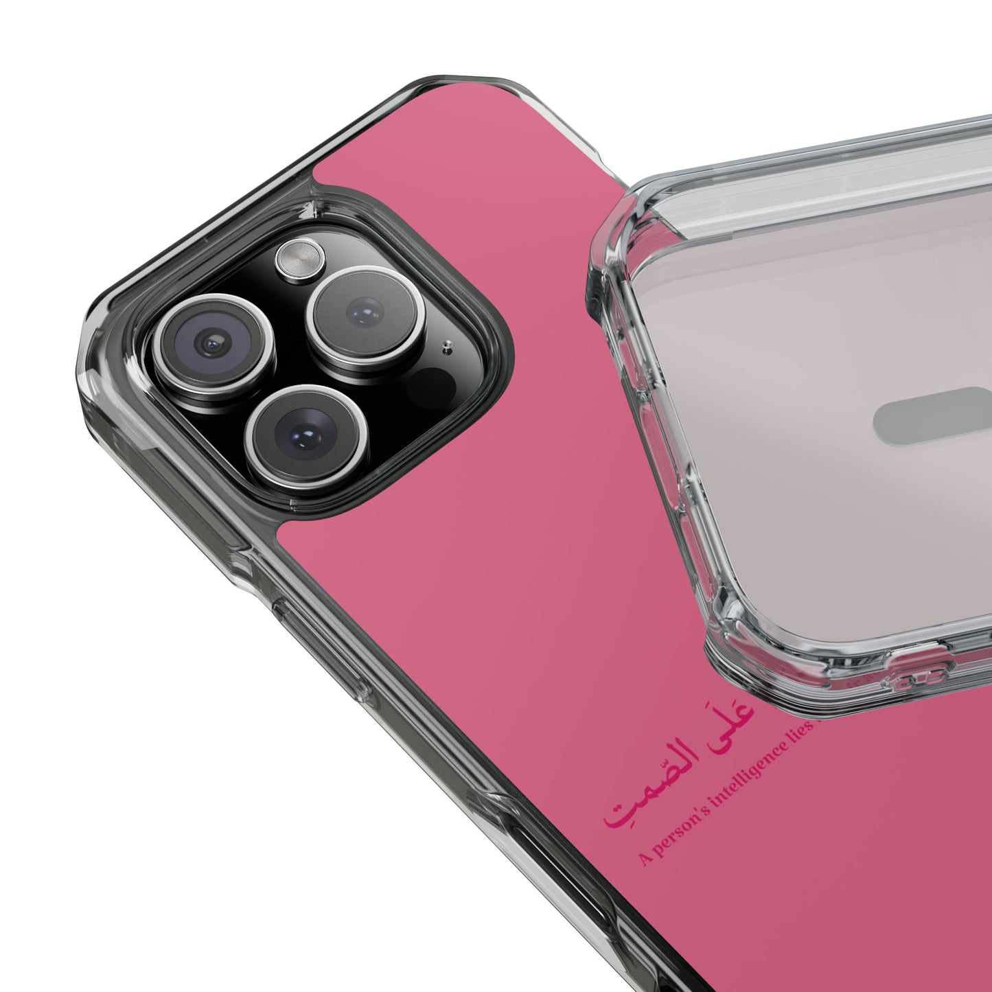 Pink Clear Magnetic Impact Case — "A person's intelligence lies in their ability to remain silent"