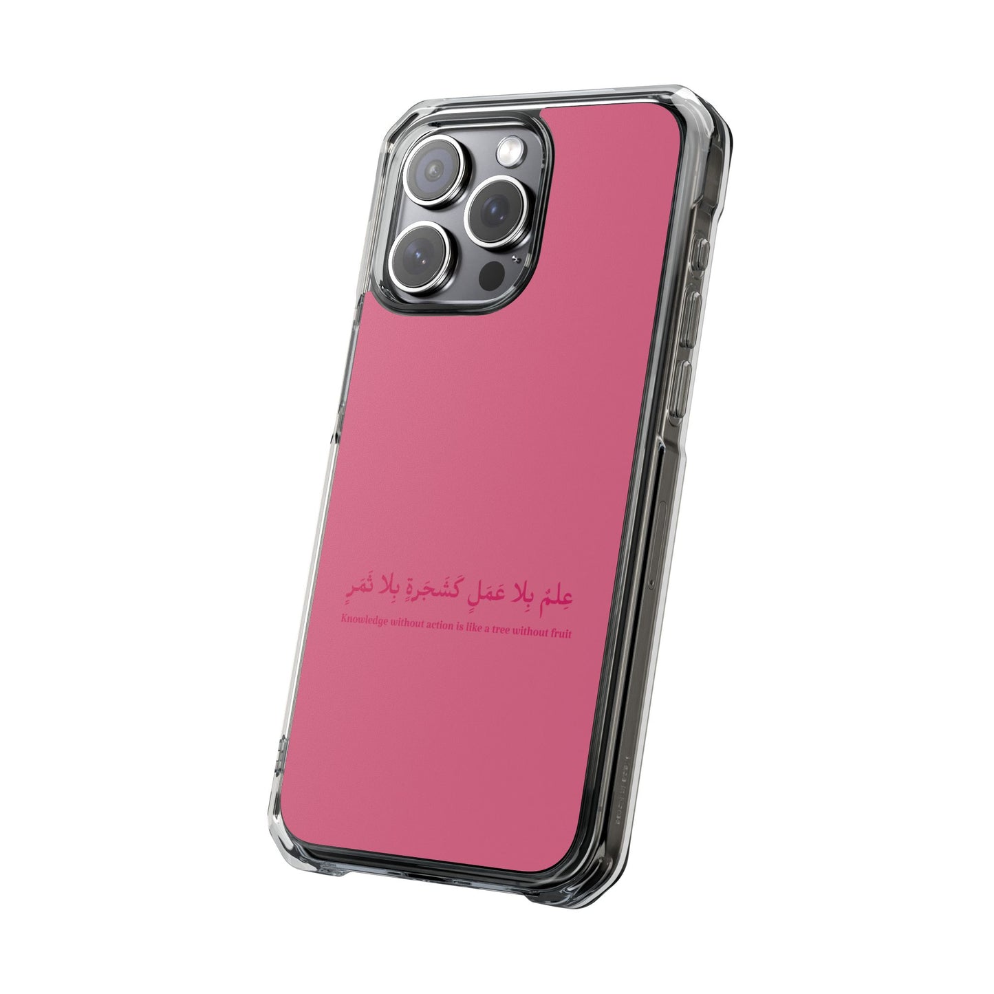 Pink Clear Magnetic Impact Case — "Knowledge without action is like a tree without fruit"