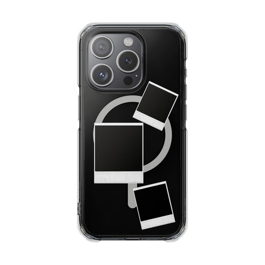 Clear Magnetic Phone Case — Retro Polaroid Photo Design