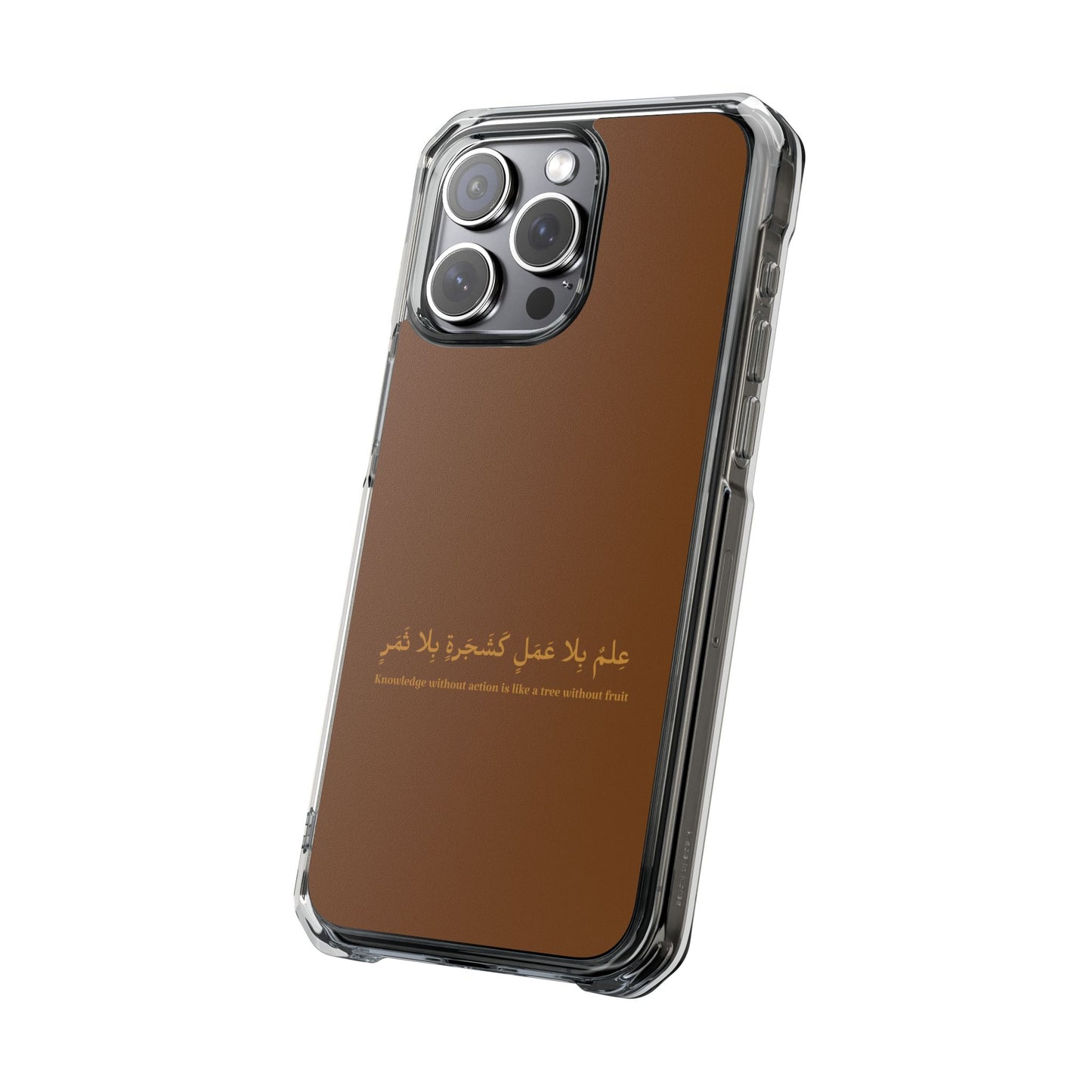 Brown Clear Magnetic Impact Case — "Knowledge without action is like a tree without fruit"