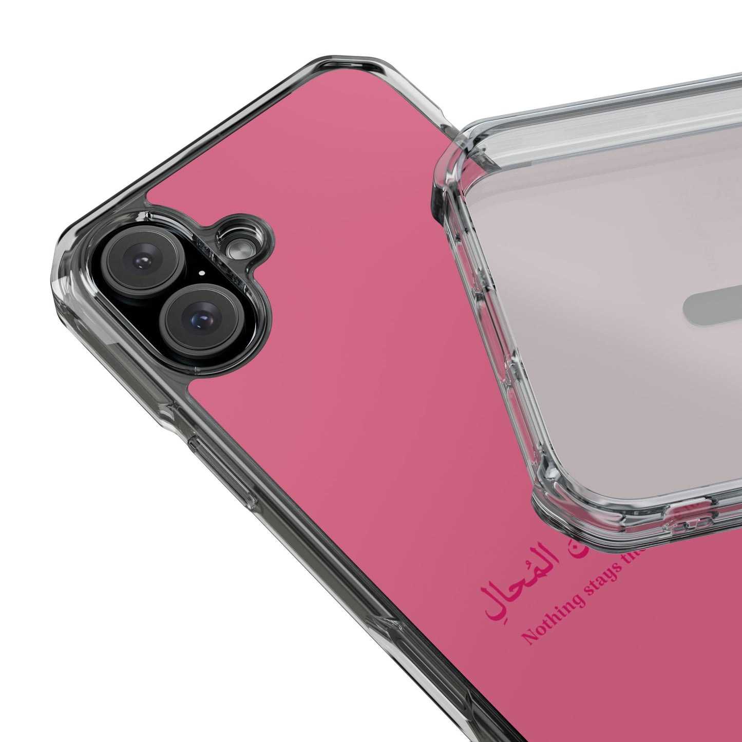 Pink  Clear Magnetic Impact Case — "Nothing stays the same forever"