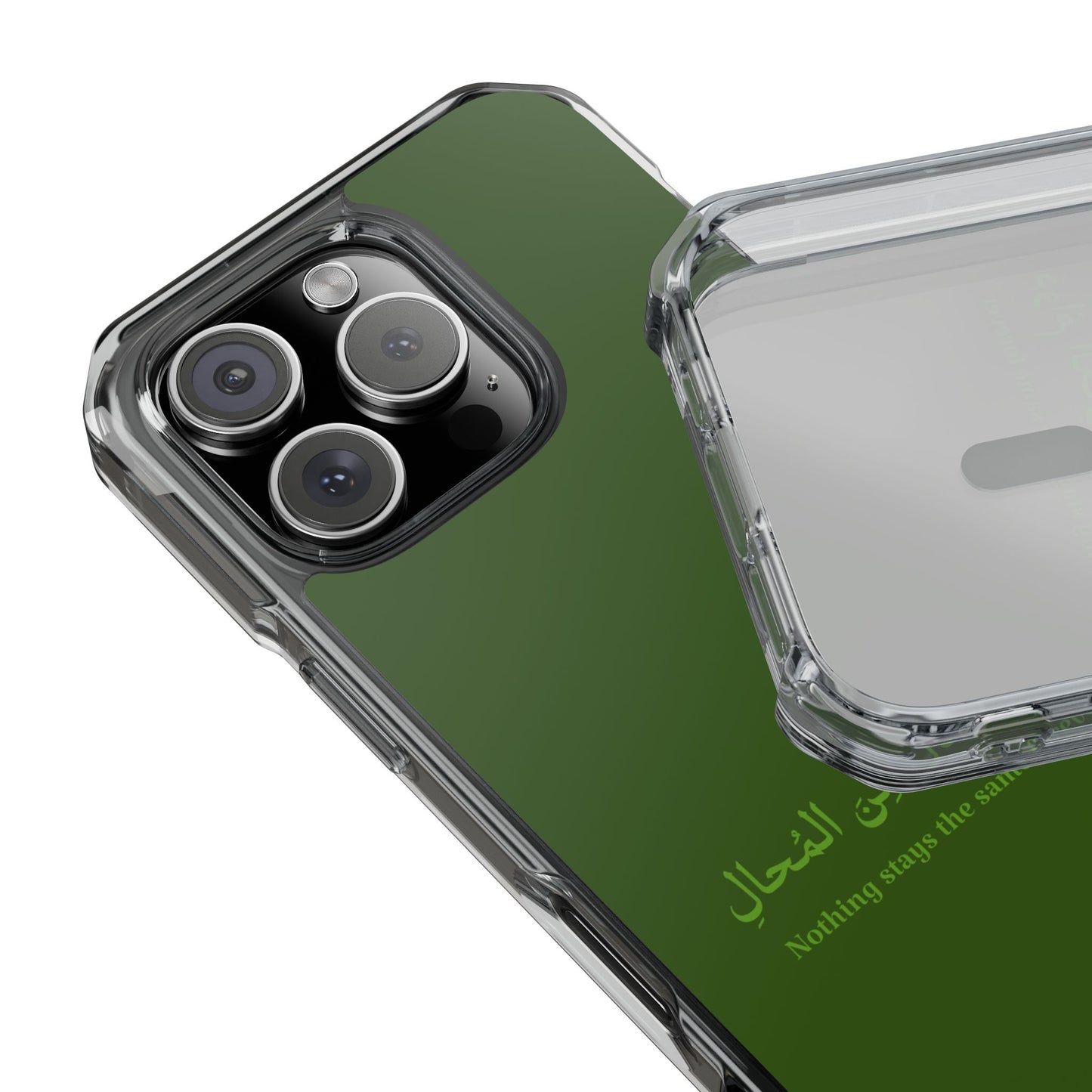 Green  Clear Magnetic Impact Case — "Nothing stays the same forever"