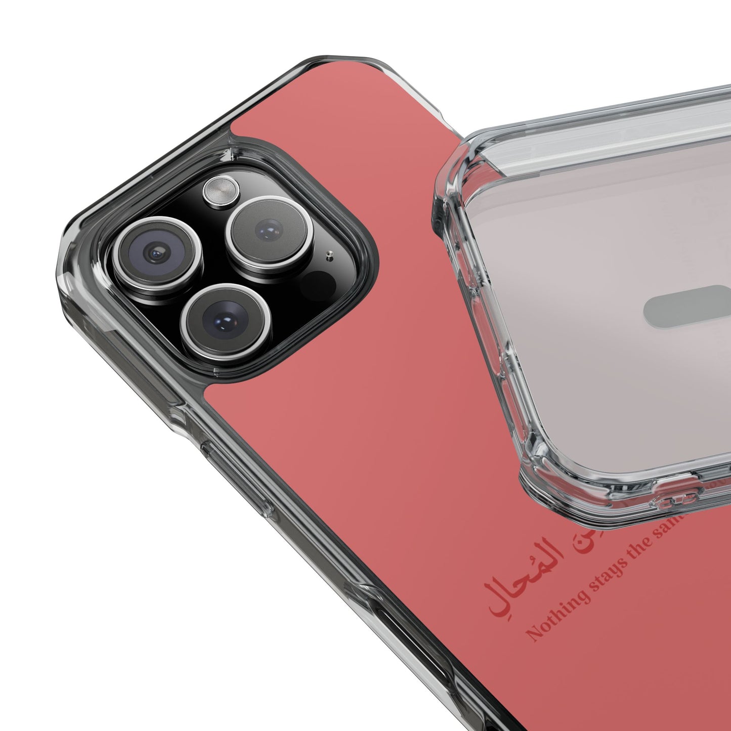 Salmon  Clear Magnetic Impact Case — "Nothing stays the same forever"