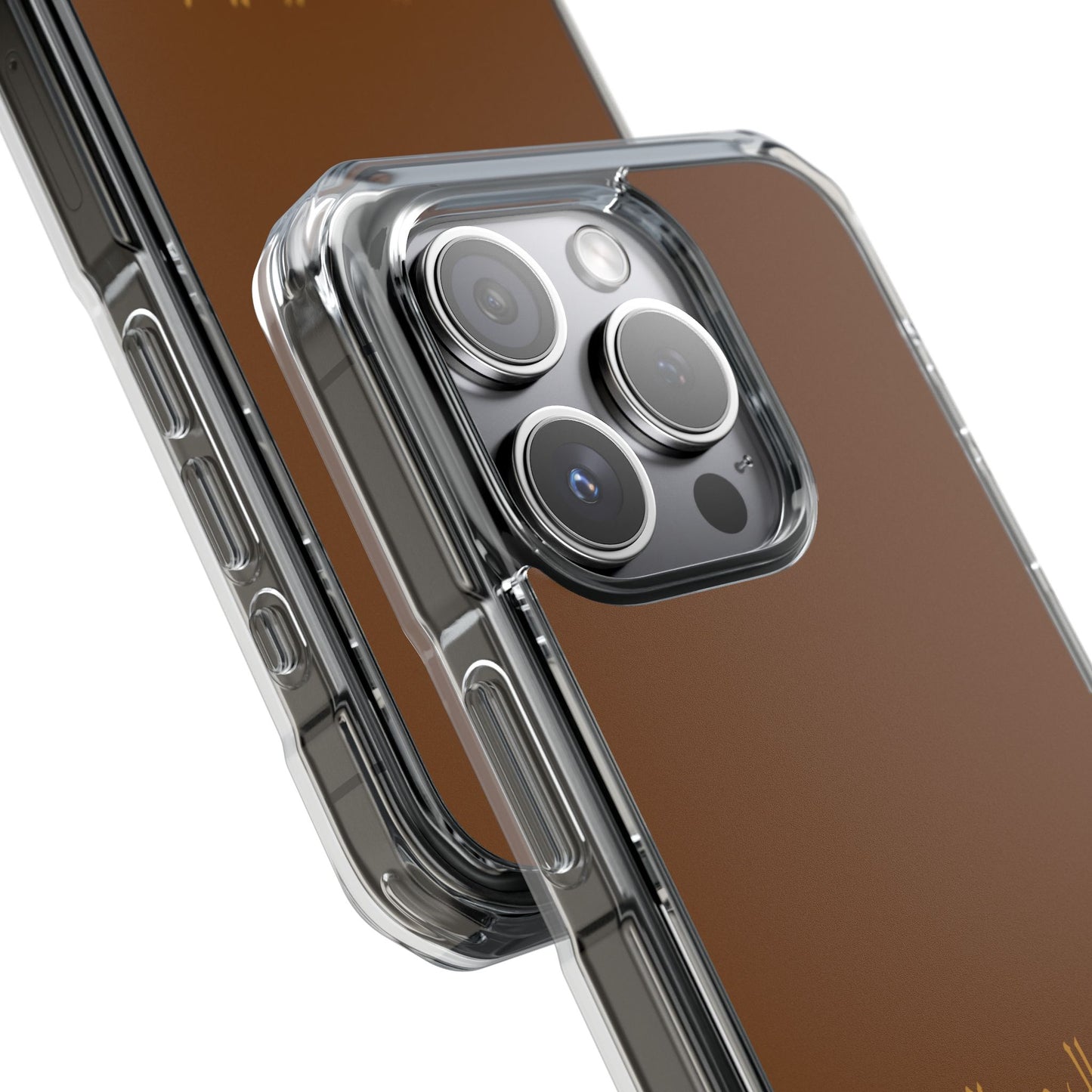 Brown  Clear Magnetic Impact Case — "Nothing stays the same forever"